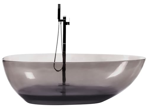Baignoire Îlot Noire en Fonte Minérale Translucide 169 x 78 cm Ovale Blancarena