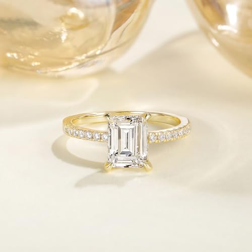 TIGRADE 3CT Engagement Ring for Women Emerald Cut Cubic Zirconia Wedding Band CZ Promise Wedding Ring Size 4-112