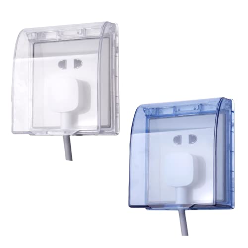 Transparente Steckdosen Wasserdichte Box Steckdosen Spritzschutz Box Wandschalter Abdeckung Flip Cap Für Badezimmersteckdosen Verhindern Dass Spritzer in Die Steckdose Spritzen Badzubehör-2 Pcs Cover