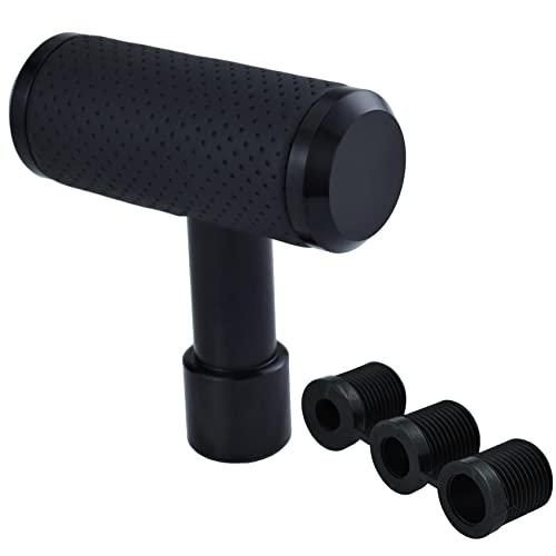 Temzzer Leather Shifter Lever Knob Type-T Gear Shift Stick Head For Most Manual Automatic Vehicles (Black) #TOP4