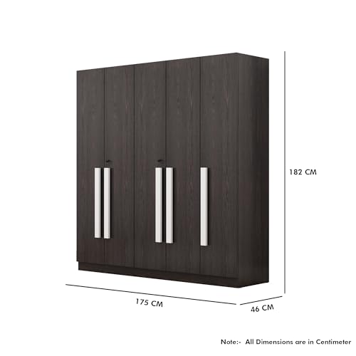 Image of Bniture 5 Door Wardrobe for Bedroom with Lockable Door & Hanging Space | Almirah for Clothes with Elevated Bottom Base | Wardrobe for Storage Cupboard | 3 Years Warranty (Flower Wenge, 5 Door)