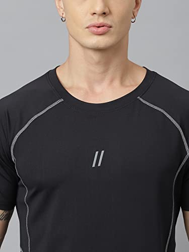 Image of ATICX Men's Slim Fit Polyester Half Sleeve T Shirt - Quick Dry Lycra Sports Compression Training Tee for Gym, Running