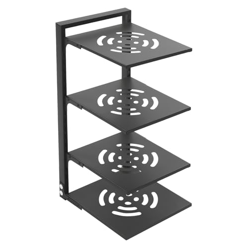 LOIRIIC Pots and Pans Organiser,4 Tier Adjustable Non-slip Dividers, Saucepan Storage Rack,Carbon Steel Pot and Pan Stand Holder for Kitchen Cupboard,27 * 23 * 53cm/10.63 * 9.06 * 20.87in (Black)