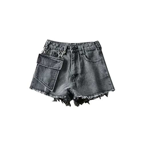 Short en denim jambe large pour femme avec poches mode de printemps