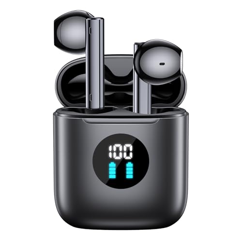 BOLOXA Wireless Earbuds Bluetooth Headphones 60Hrs Playtime Ear Buds with LED Display Charging Case Microphone Immersive Stereo Audio Headset IPX7 Waterproof Sports Earphones for iOS Android Laptop