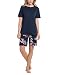 Produktbild Schiesser Damen Schlafanzug kurz 1/2 Arm Oberteil und Bermuda Hose Pyjamaset, Nachtblau, 46