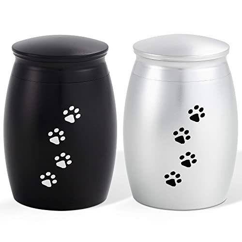 Image of 2.67 Inches Small Memorial Urns for Dog or Cat Ashes Set of 2 | Mini Cremation Keepsake Urns for Pets Ashes with Paw Print,Small Memorial Urn - A Perfect Tribute & Gift for Families