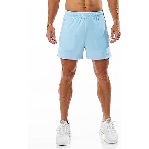Ouber Men's Athletic Gym Shorts Workout Quick Dry Shorts for Men Running Training with Zipper Pockets, Sky Blue M Cover