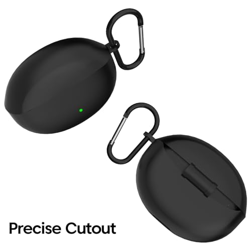 Image of Sounce Earphone Case Cover Compatible for OnePlus Nord Buds 3, OnePlus Nord Buds 3 Pro Soft Silicone Skin Case Cover Shock-Absorbing Protective Case with Keychain [Front LED Visible] (Black)
