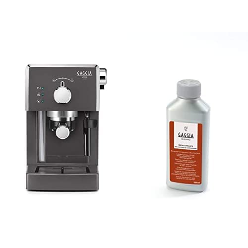 Gaggia Viva Chic Industrial Grey Macchina Manuale per il Caffè, 1025 W, 1 Liter, ABS RI9111/60 21001681 Soluzione Decalcificante, Flacone da 250 ml