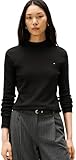 Tommy Hilfiger Camiseta de Manga Corta Mujer Slim Cody Cuello Medio, Negro (Black), M