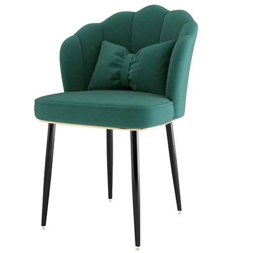 Elegante Silla de bañera sin Brazos con Asiento Acolchado de Espalda Alta Curva para Dormitorio o tocador de Sala de Estar (Patas Negras Verdes) Thoughtful