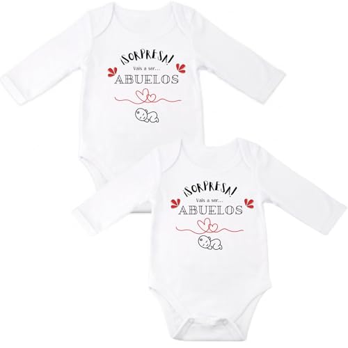 ParaManolita Pack 2 Body Sorpresa Vas a Ser Abuelo y Abuela (Abuelos+Abuelos, 0-2m)