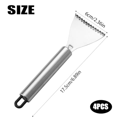 JINJUMEI 4 Pack Fish Scale Remover, Fish Descaler Tool, Stainless Steel Fish Scale Planing Tool, Serrated Fish Cleaning Tools for Family Kitchen, Seafood Markets by JINJUMEI - Image 2