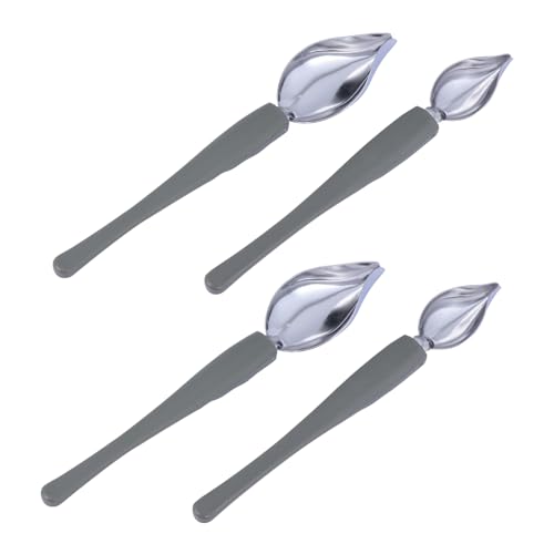 Gatuida Cuchara Decorativa De Acero Inoxidable Para Pintar Salsa y Chocolate, 4 Piezas, Mango Curvo Ergonómico, Herramienta Para Decoración De Postres y Platos, Uso Profesional Cocina