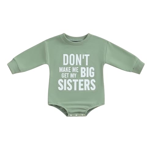 Image of VISGOGO Newborn Baby Girl Boy Bubble Romper 3 6 9 12 18M Onesie Sweatshirt Long Sleeve Oversized Fall One-Piece Bodysuit