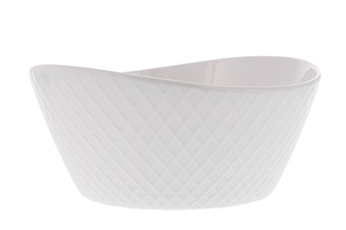 Over and Back 4-Piece ‘What a Dish’ Porcelain Serving Bowls Set w/ Diamond Pattern Design – Microwave, Dishwasher & Oven Safe – Decorative Pieces Great for Appetizers, Sides or Dinner Portions, White - Thumbnail 3