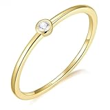 Ayoiow Anillo de boda para mujer, plata de ley, anillo de boda solitario para mujer, H 1/2, Plata de ley, Circonita cúbica