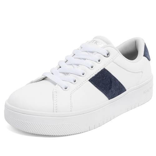 Image of Nautica Women's Court Sneaker - Casual Fashion Lace-Up Low Top Walking Shoes with Comfort Cushion Footbed, Lightweight Everyday Tennis Sneakers
