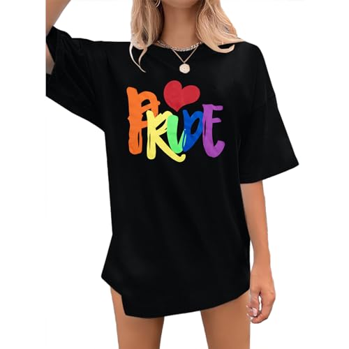 Camiseta orgulho gay arco-íris: camiseta feminina com estampa de coração engraçado igualdade lésbica