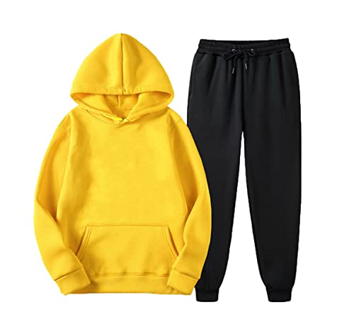 Survêtement d'hiver à capuche homme ensemble doublé chaud avec pantalon de sport M