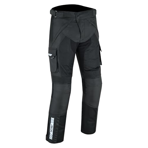 BOSmoto Textilhose für Motorradfahrer,Herren Motorradhose mit abnehmbaren Protektoren und wasserabweisendem Futter Motorrad Biker Hose (DE/NL/SE/PL, Alphanumerisch, XS, Regular, Regular, Black)