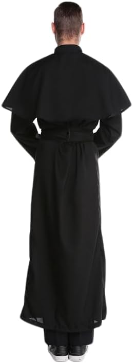 Monk Costume Adult Men, Priest Renaissance Friar Robe Church Clergy Dress Up Exorcist Abbe Father Halloween Outfit - Image 4