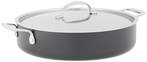 Stellar S665 Sauteuse Schmorpfanne aus eloxiertem mit Griffen, Edelstahl, schwarz, 28 cm