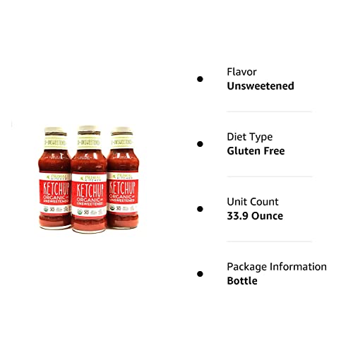 image for Pack of 3 - Primal Kitchen - Organic Unsweetened Ketchup - Non GMO - V