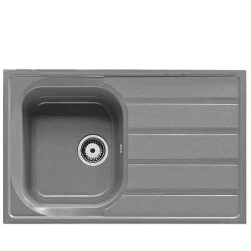 Liquida DK5GR 1.0 Bowl Composite Reversible Inset Grey Kitchen Sink with Waste