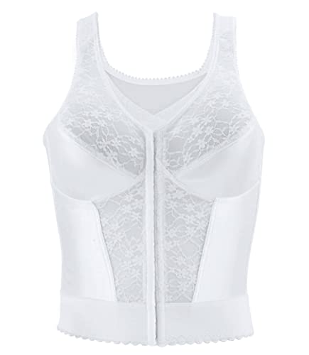 Exquisite Form Fully Full-Coverage Slimming Longline Posture Bra, Front Closure, Lace, Wire-Free #5107565, White, 38Dd #TOP2