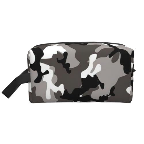 ack - Organizador portátil de maquillaje con estampado de camuflaje gris y blanco