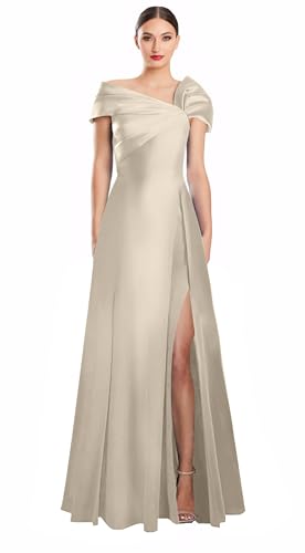 Image of Off Shoulder Satin Formal Dresses Long A Line Evening Party Prom Dresses for Women EA002