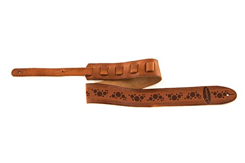 OVATION Guitar Strap Leather Premium - Signature "Multi-Soundhole" - Wet Sand - Embossed multi-soundhole design - Handmade