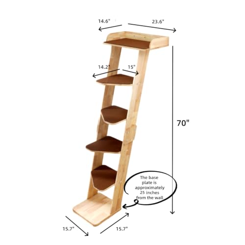 Escalera para gatos Moderna de Madera Natural 6 niveles 70 pulgadas miniatura 5