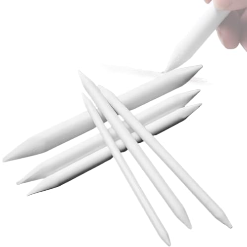 PLABBDPL 6 Pièces Estompeur, Estompe en Papier, Stylos Mélangeurs, Matériel pour Sketch Crayon Dessin - Artistes et Étudiants, Blanc