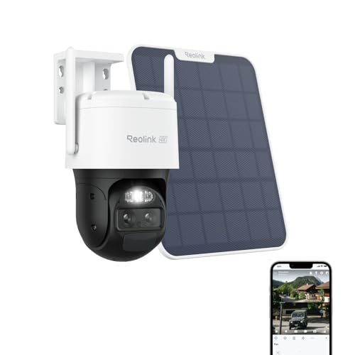 Reolink 4K PTZ Camera Solaire Exterieur WiFi sans Fil, Suivi & Zoom 8X Auto, Deux Objectif, Autonomie de 180j, Projecteurs Audio Bidirectionnel, TrackMix 4K+Panneau Solaire 8MP