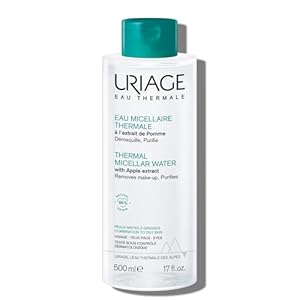 Uriage Eau Thermale Micellar Water with Apple Extract for Combination & Oily Skin | Removes Makeup and Purifies 500 mL / 17 Fl oz