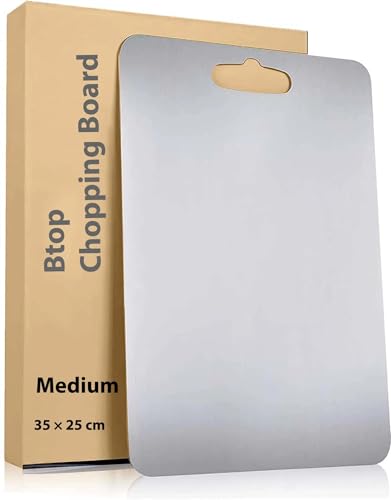 Image of Btop Stainless Steel Chopping Board, Corrosion Resistant, Waterproof, Rust-Proof, Professional Kitchen Equipment (Steel Medium Size H Chopping Board)