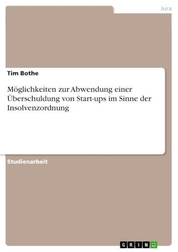 Möglichkeiten zur Abwendung einer Überschuldung von Start-ups im Sinne der Insolvenzordnung (German Edition)