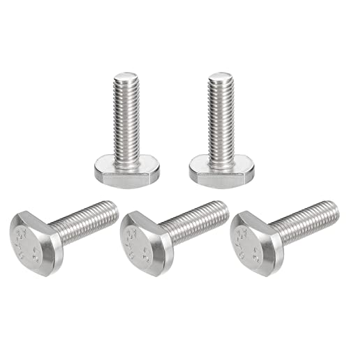 uxcell T-Slot Bolts, 5pcs M10x35mm T Slot Drop-in Stud Sliding Bolts 304 Stainless Steel T Shape Screws for T Track