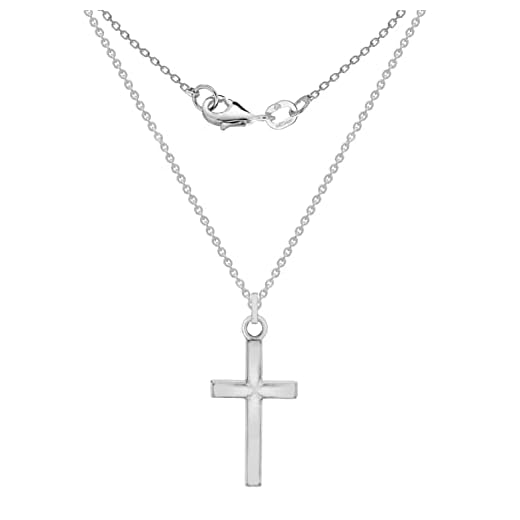 Toscana silver sterling silver korshänge på kedja halsband med 46 cm/tum