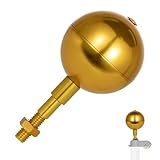 Frunke Flag Pole Topper Golden Ball for Outdoor, Flagpole Ball Topper Finial Replacement Weatherproof Flagpole Accessories Parts