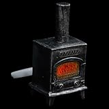 FIXOSHEE Miniatura Chimenea Resina para Casa Muñecas Decoración Micro Paisaje Accesorio Mobiliario Realista Modelo con Luz Roja Complemento Dormitorio Muñecas