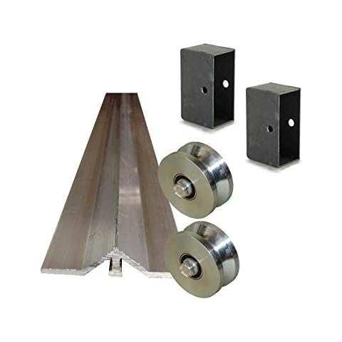 Gate V Track Aluminum 24ft in 4 Section of 6ft Sliding Gate Track Slide Rolling Roll and 2 of 4" Dura V Groove Wheel with Cover Box Cover