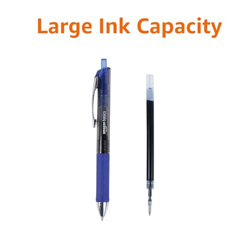 Image of Amazon Basics Retractable Gel Pens, Fine Point 0.7mm, Smooth Writing, No-Smear Ink, Blue, 12-Pack
