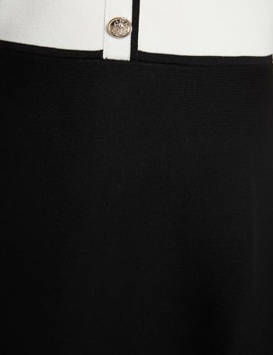 Morgan Robe Tricot Courte trapèze Off White/Noir S