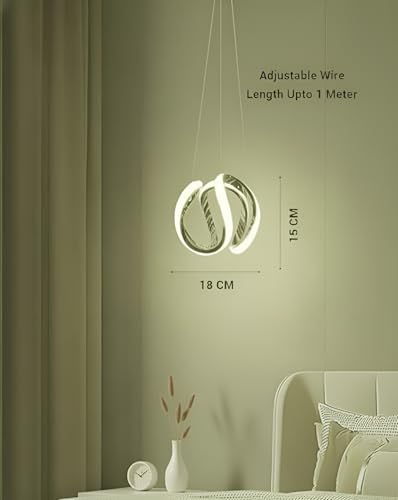 Image of Modern Hanging Pendant Light for Home Decor | 3-Color LED Ceiling Lamp with White, Warm & Neutral Light | Elegant Decorative Hanging Light for Dining Room, Living Room, Bedroom & Kitchen