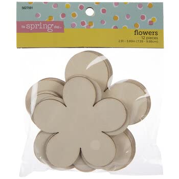 Flower Cutout Unfinished Wood Craft Pieces - 12 Count - 2 Sizes #TOP2