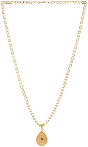 Gold Plated 22Inches Chain Necklace With Oval Pendant For Women Men Long Fashion Accessories Locket Jewellery_4563 image 4
